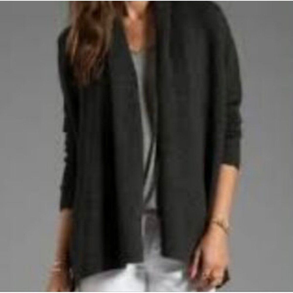 C By Bloomingdale's 2 Ply Cashmere Open Front Cardigan Greyish Brown Sz S